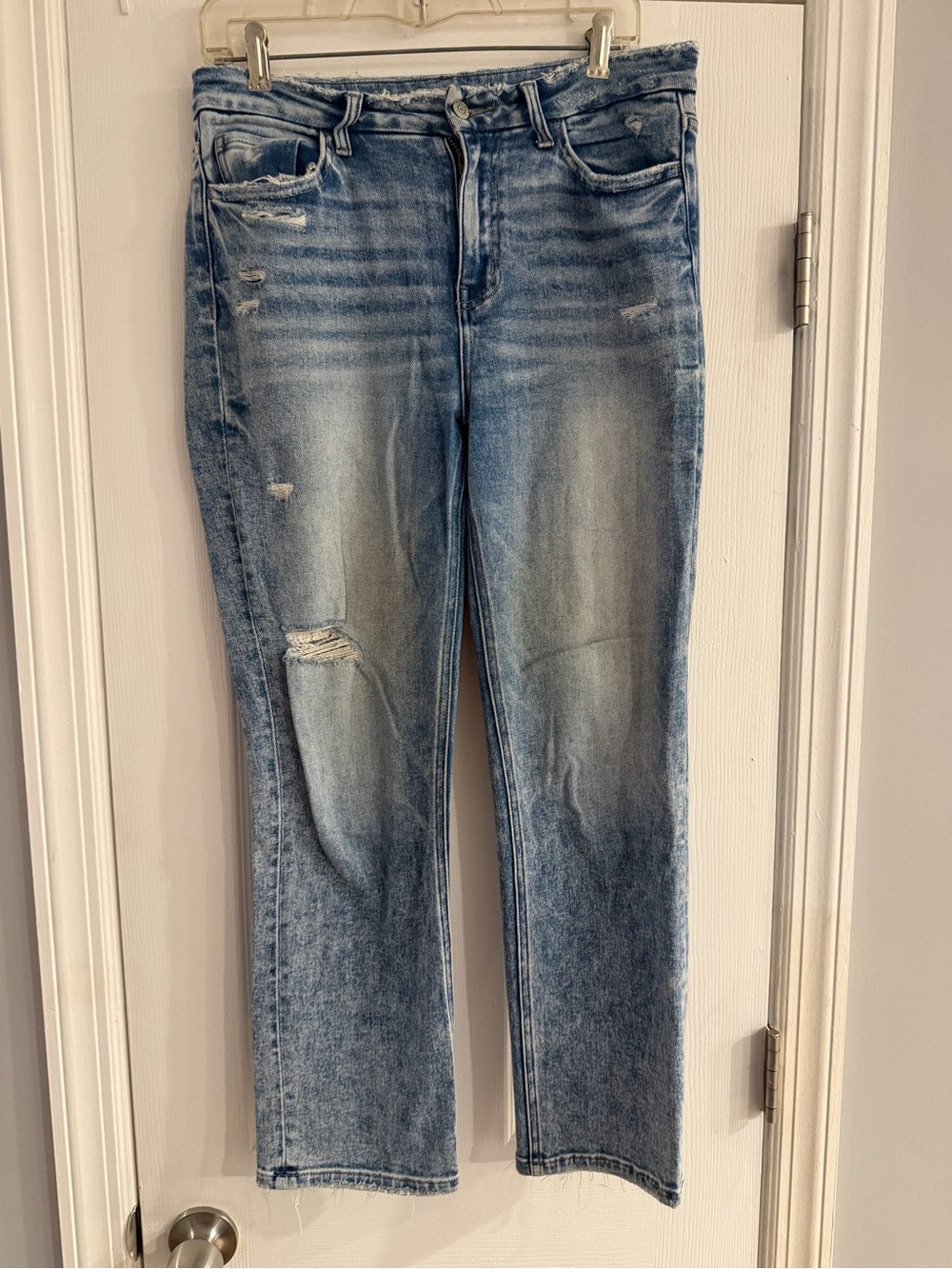 Flying Monkey Light Blue Distressed Straight Leg Jeans